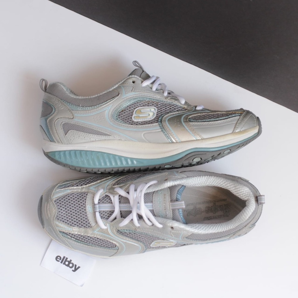 Skechers shape ups silver blue toning shoes